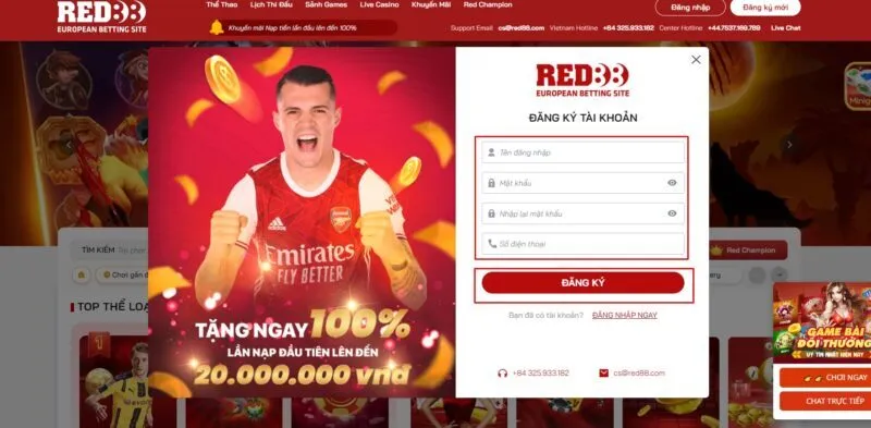 Đăng ký nhà cái Red88